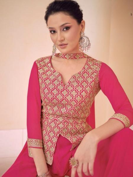 Rani Color Heavy Chinon Silk Georgette Embroidery Free Size Suit